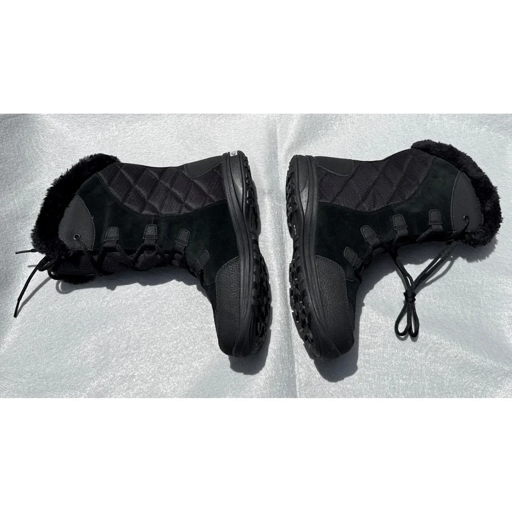 Columbia Ice Maiden II Winter Boots Womens 10 Black Waterproof Omni Grip Quilted
